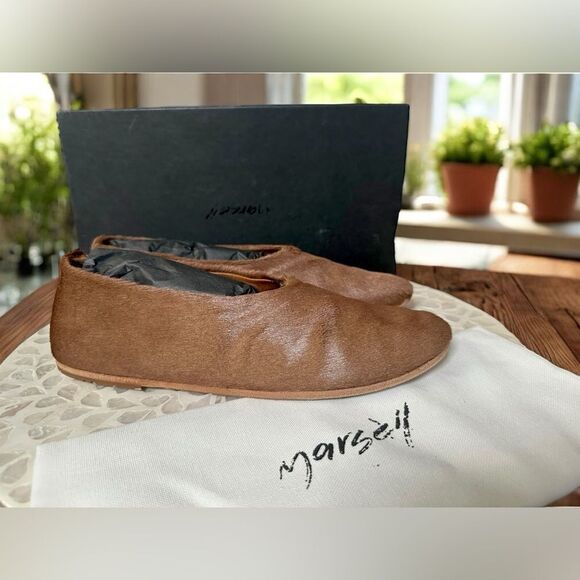 MARSELL Italy $1098 Limited Coltellaccio Ballerina Flats Pony Fur Hide Noce 39 - Picture 5 of 16